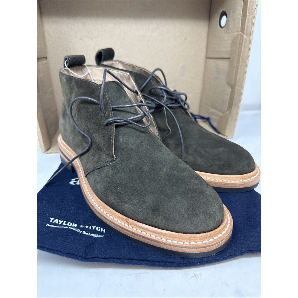 Mens 9 Taylor Stitch Chukka Boot Green Loden Suede Ankle Vibram Leather